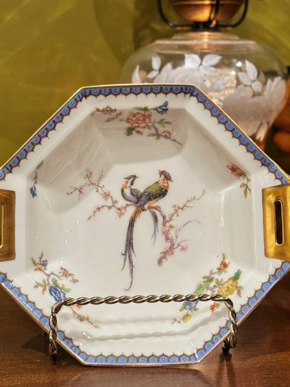 Vintage Haviland Limoges Paradise Bird Octagonal Dish